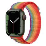 Silver Buckle Nylon Watch Band For Apple Watch Series 8&7 41mm / SE 2&6&SE&5&4 40mm / 3&2&1 38mm(Rainbow)