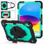 For iPad 10th Gen 10.9 2022 Contrast Color Robot Shockproof Silicon + PC Tablet Protective Case(Black+Mint)