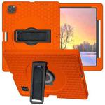 For iPad Pro 12.9 inch 2019 / 2021 / 2022 360 Rotation Stand EVA Hard PC Tablet Case with Strap(Orange+Black)