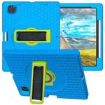 For iPad Pro 12.9 inch 2019 / 2021 / 2022 360 Rotation Stand EVA Hard PC Tablet Case with Strap(Blue+Green)