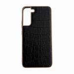 For Samsung Galaxy S22 5G Crocodile Texture Genuine Leather Electroplating Phone Case(Black)