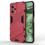 For Xiaomi Redmi Note 12 China / Note 12 5G India Punk Armor 2 in 1 PC + TPU Phone Case with Invisible Holder(Light Red)