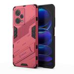 For Xiaomi Redmi Note 12 Pro+ China Punk Armor 2 in 1 PC + TPU Phone Case with Invisible Holder(Light Red)