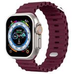Ocean Buckle Silicone Watch Band For Apple Watch Ultra 49mm / Series 8&7 45mm / SE 2&6&SE&5&4 44mm(Wine Red)