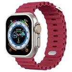 Ocean Buckle Silicone Watch Band For Apple Watch Ultra 49mm / Series 8&7 45mm / SE 2&6&SE&5&4 44mm(Rose Red)