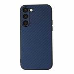 For Samsung Galaxy S23+ 5G Accurate Hole Carbon Fiber Texture PU Phone Case(Blue)