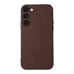 For Samsung Galaxy S23+ 5G Accurate Hole Carbon Fiber Texture PU Phone Case(Brown)