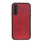 For Samsung Galaxy A14 5G Accurate Hole Two-color Calf Texture PU Phone Case(Red)