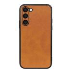 For Samsung Galaxy S23+ 5G Accurate Hole Two-color Calf Texture PU Phone Case(Brown)