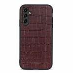 For Samsung Galaxy A14 5G Crocodile Texture Genuine Leather Phone Case(Brown)