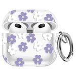 For AirPods 3 Glitter Four-color Flower Earphone Protective Case(Purple White)