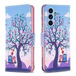 For Samsung Galaxy A54 5G Colored Drawing Pattern Leather Phone Case(Owl)