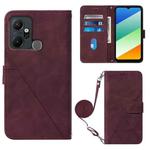 For Infinix Smart 6 Plus X6823 Crossbody 3D Embossed Flip Leather Phone Case(Wine Red)