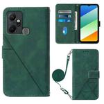 For Infinix Smart 6 Plus X6823 Crossbody 3D Embossed Flip Leather Phone Case(Dark Green)