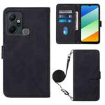 For Infinix Smart 6 Plus X6823 Crossbody 3D Embossed Flip Leather Phone Case(Black)