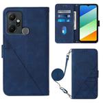 For Infinix Smart 6 Plus X6823 Crossbody 3D Embossed Flip Leather Phone Case(Blue)