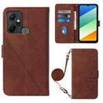 For Infinix Smart 6 Plus X6823 Crossbody 3D Embossed Flip Leather Phone Case(Brown)