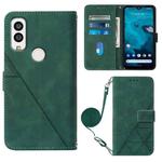 For Kyocera Android One S9 Crossbody 3D Embossed Flip Leather Phone Case(Dark Green)