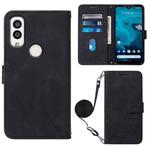 For Kyocera Android One S9 Crossbody 3D Embossed Flip Leather Phone Case(Black)