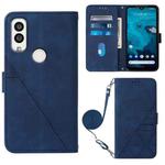 For Kyocera Android One S9 Crossbody 3D Embossed Flip Leather Phone Case(Blue)