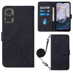 For Motorola Moto E22 4G / E22i 4G Crossbody 3D Embossed Flip Leather Phone Case(Black)