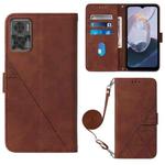 For Motorola Moto E22 4G / E22i 4G Crossbody 3D Embossed Flip Leather Phone Case(Brown)