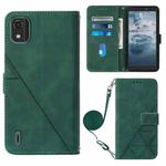 For Nokia C2 2ND Edition Crossbody 3D Embossed Flip Leather Phone Case(Dark Green)