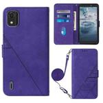 For Nokia C2 2ND Edition Crossbody 3D Embossed Flip Leather Phone Case(Purple)