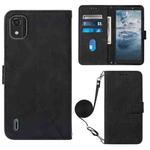 For Nokia C2 2ND Edition Crossbody 3D Embossed Flip Leather Phone Case(Black)