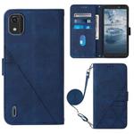 For Nokia C2 2ND Edition Crossbody 3D Embossed Flip Leather Phone Case(Blue)