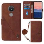For Nokia C21 Crossbody 3D Embossed Flip Leather Phone Case(Brown)