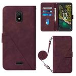 For Nokia C100 Crossbody 3D Embossed Flip Leather Phone Case(Wine Red)