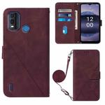 For Nokia G11 Plus Crossbody 3D Embossed Flip Leather Phone Case(Wine Red)