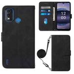 For Nokia G11 Plus Crossbody 3D Embossed Flip Leather Phone Case(Black)