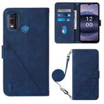 For Nokia G11 Plus Crossbody 3D Embossed Flip Leather Phone Case(Blue)