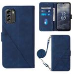 For Nokia G60 5G Crossbody 3D Embossed Flip Leather Phone Case(Blue)