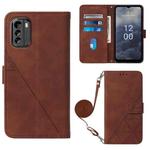 For Nokia G60 5G Crossbody 3D Embossed Flip Leather Phone Case(Brown)