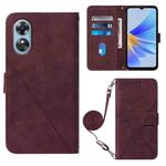 For OPPO A17 4G Crossbody 3D Embossed Flip Leather Phone Case(Wine Red)