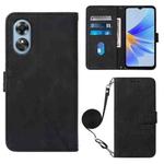 For OPPO A17 4G Crossbody 3D Embossed Flip Leather Phone Case(Black)