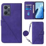 For OPPO Reno7 A JP Edition Crossbody 3D Embossed Flip Leather Phone Case(Purple)