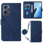 For OPPO Reno7 A JP Edition Crossbody 3D Embossed Flip Leather Phone Case(Blue)