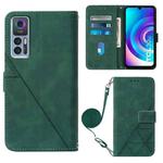 For TCL 30 5G / 30+ 5G Crossbody 3D Embossed Flip Leather Phone Case(Dark Green)