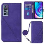For TCL 30 5G / 30+ 5G Crossbody 3D Embossed Flip Leather Phone Case(Purple)