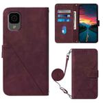 For TCL 30Z T602DL Crossbody 3D Embossed Flip Leather Phone Case(Wine Red)