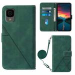 For TCL 30Z T602DL Crossbody 3D Embossed Flip Leather Phone Case(Dark Green)