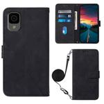 For TCL 30Z T602DL Crossbody 3D Embossed Flip Leather Phone Case(Black)