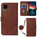 For TCL 30Z T602DL Crossbody 3D Embossed Flip Leather Phone Case(Brown)