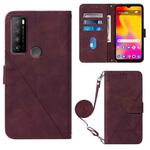 For TCL 30XL T701DL Crossbody 3D Embossed Flip Leather Phone Case(Wine Red)