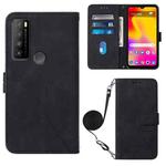 For TCL 30XL T701DL Crossbody 3D Embossed Flip Leather Phone Case(Black)