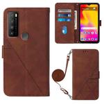For TCL 30XL T701DL Crossbody 3D Embossed Flip Leather Phone Case(Brown)